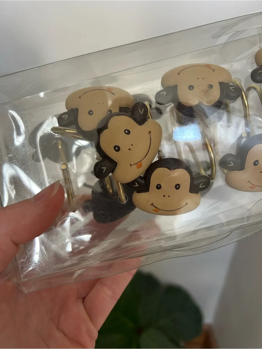 Y2K Cute Monkey Shower Hooks Bobby Jack style Beige and Brown